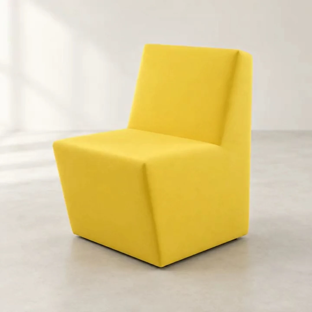 QM-TEX Chair: gele stoel met rechte leuning en naadloze QMtex®-cover