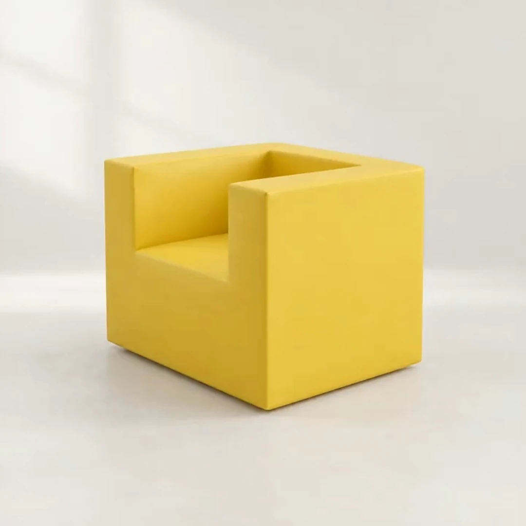 QM-TEX Sofa: gele zetel met armleuningen en naadloze QMtex®-cover